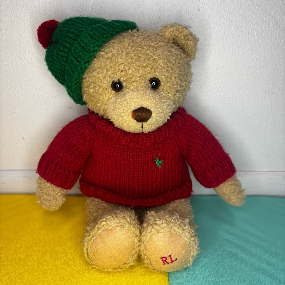 Ralph Lauren Red Sweater Teddy Bear Vintageā